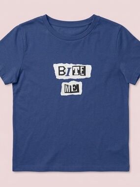 NWT Garage Bite Me Stormi Tee Navy Blue
